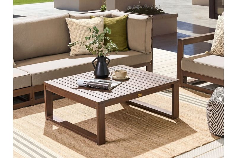 Des Moines Sidobord och Soffbord Utomhus 90 cm Trä - mörkbrun - Utemöbler - Balkong - Balkongmöbler - Balkongbord