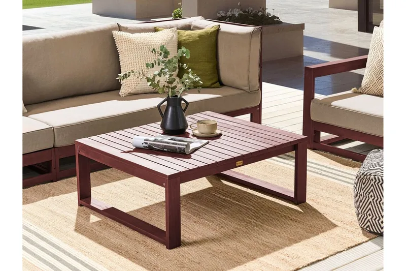 Des Moines Sidobord och Soffbord Utomhus 90 cm Trä - Rödbrun - Utemöbler - Balkong - Balkongmöbler - Balkongbord