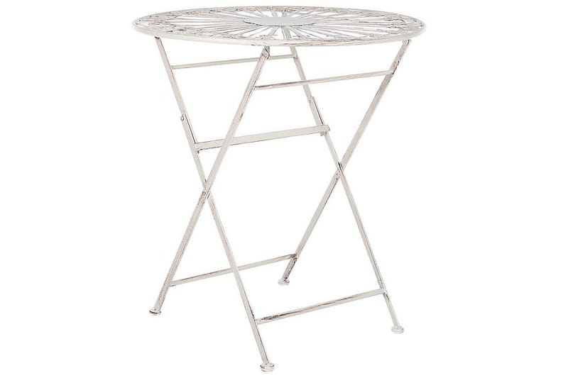Dursley Runt Hopfällbart Cafébord och Kaffebord Utomhus 45 cm Metall, Vit