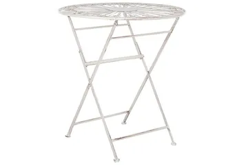 Dursley Runt Hopfällbart Cafébord och Kaffebord Utomhus 45 cm Metall - Vit - Utemöbler - Balkong - Balkongmöbler - Balkongbord