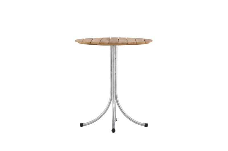 Holmsund Runt Cafébord och Kaffebord Utomhus 65 cm Teak Trä - Brun/Silver - Utemöbler - Balkong - Balkongmöbler - Balkongbord