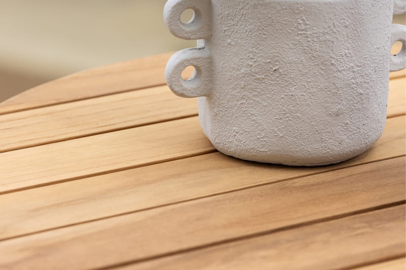 Holmsund Runt Cafébord och Kaffebord Utomhus 65 cm Teak Trä - Brun/Silver - Utemöbler - Balkong - Balkongmöbler - Balkongbord
