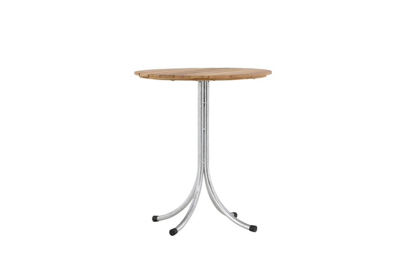 Holmsund Runt Cafébord och Kaffebord Utomhus 65 cm Teak Trä - Brun/Silver - Utemöbler - Balkong - Balkongmöbler - Balkongbord