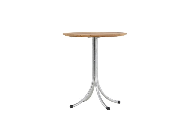 Holmsund Runt Cafébord och Kaffebord Utomhus 65 cm Teak Trä - Brun/Silver - Utemöbler - Balkong - Balkongmöbler - Balkongbord