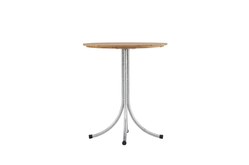 Holmsund Runt Cafébord och Kaffebord Utomhus 65 cm Teak Trä - Brun/Silver - Utemöbler - Balkong - Balkongmöbler - Balkongbord