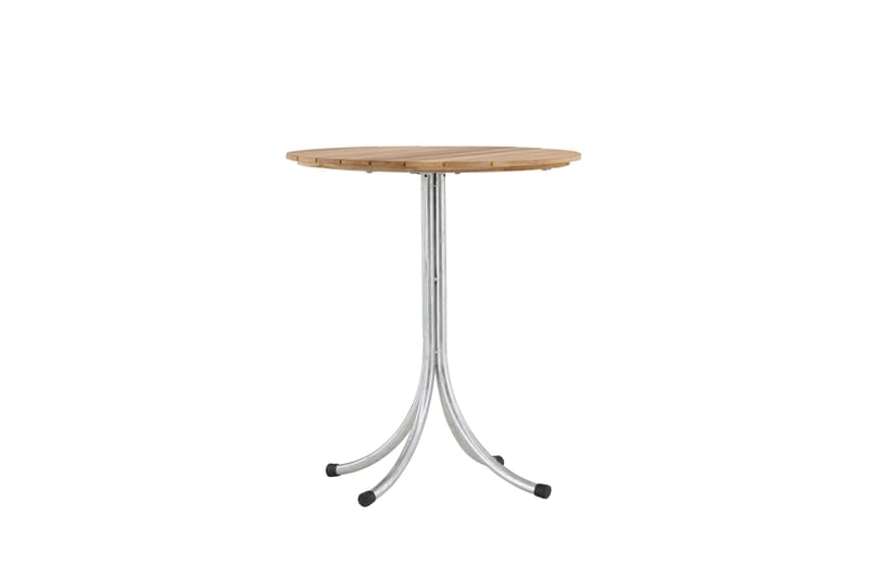 Holmsund Runt Cafébord och Kaffebord Utomhus 65 cm Teak Trä - Brun/Silver - Utemöbler - Balkong - Balkongmöbler - Balkongbord