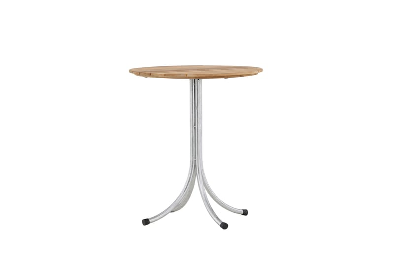 Holmsund Runt Cafébord och Kaffebord Utomhus 65 cm Teak Trä - Brun/Silver - Utemöbler - Balkong - Balkongmöbler - Balkongbord