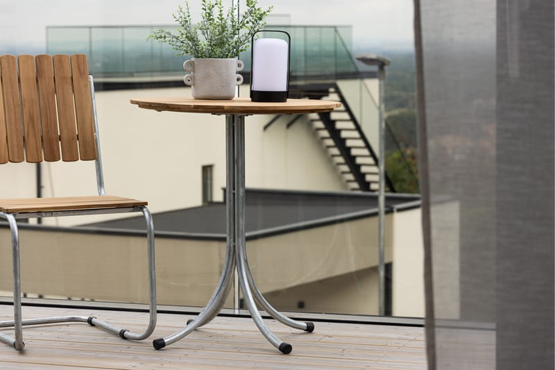 Holmsund Runt Cafébord och Kaffebord Utomhus 65 cm Teak Trä - Brun/Silver - Utemöbler - Balkong - Balkongmöbler - Balkongbord