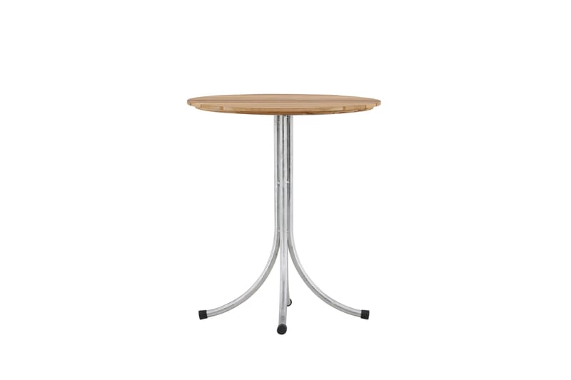 Holmsund Runt Cafébord och Kaffebord Utomhus 65 cm Teak Trä - Brun/Silver - Utemöbler - Balkong - Balkongmöbler - Balkongbord