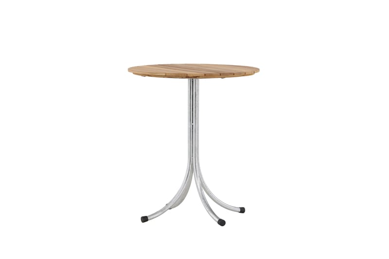 Holmsund Runt Cafébord och Kaffebord Utomhus 65 cm Teak Trä - Brun/Silver - Utemöbler - Balkong - Balkongmöbler - Balkongbord
