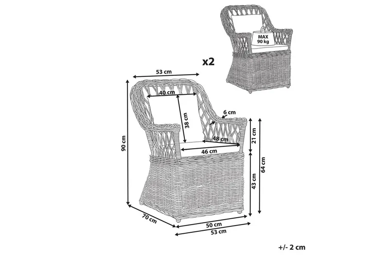Fåtölj set om 2 Maros II - Utemöbler - Balkong - Balkongmöbler - Balkongstol