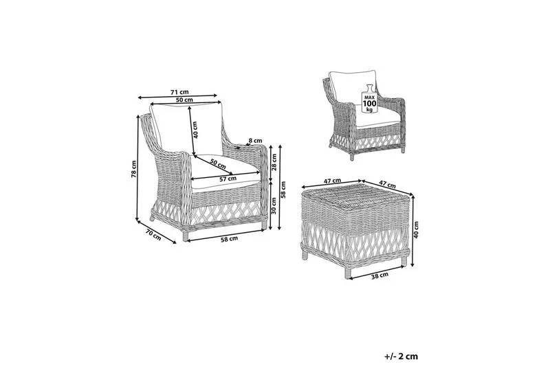 Fåtölj set om 2 Ribolla - Utemöbler - Balkong - Balkongmöbler - Balkongstol