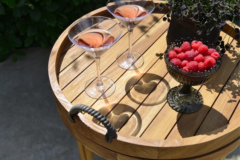 Himmelsnäs Runt Sidobord BrickUtebord och Avlastningsbord Utomhus 60 cm Trä - Brun - Utemöbler - Balkong - Balkongmöbler - Balkongbord