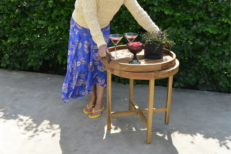 Himmelsnäs Runt Sidobord BrickUtebord och Avlastningsbord Utomhus 60 cm Trä - Brun - Utemöbler - Balkong - Balkongmöbler - Balkongbord