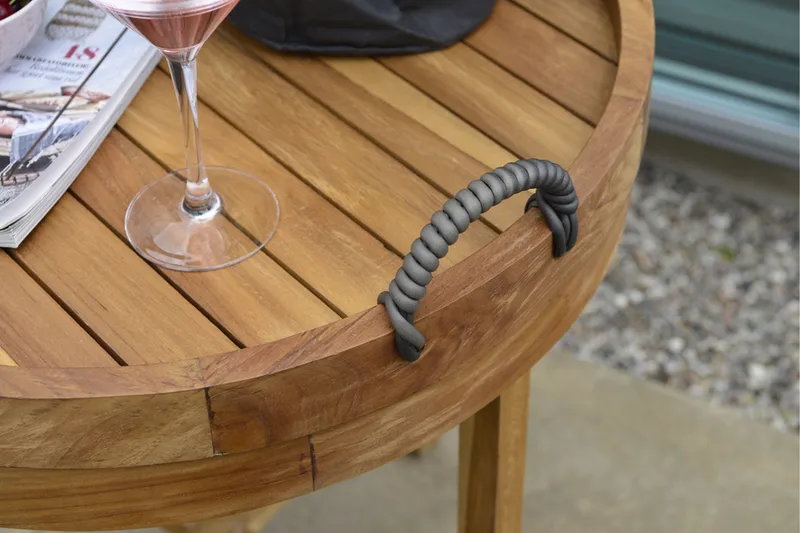 Himmelsnäs Runt Sidobord BrickUtebord och Avlastningsbord Utomhus 60 cm Trä - Brun - Utemöbler - Balkong - Balkongmöbler - Balkongbord