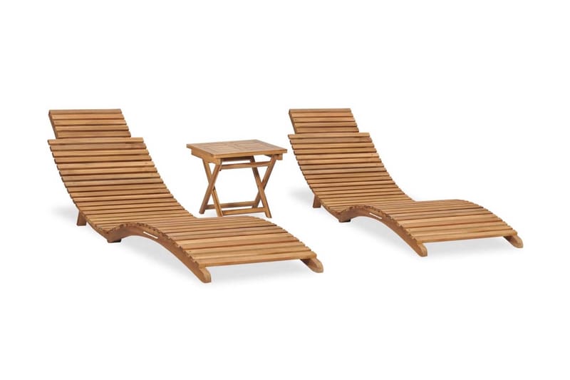 Hopfällbart Loungebord Utomhus med 2 Stolar Teak Trä - Brun - Utemöbler - Balkong - Balkongmöbler - Balkongbord