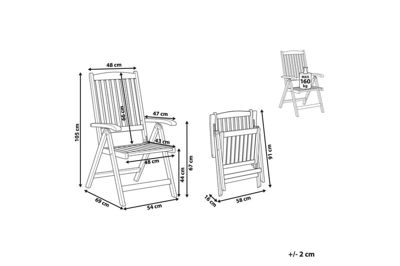 Hopfällbar möbeluppsättning Amantea - Utemöbler - Balkong - Balkongmöbler - Balkongstol