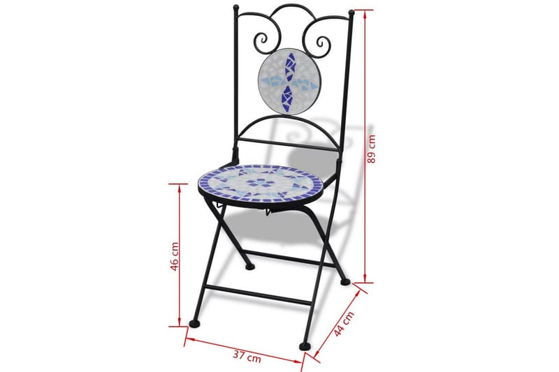 Hopfällbara caféstolar 2 st keramik blå och vit - Flerfärgad - Matstol & karmstol utomhus - Balkongstol