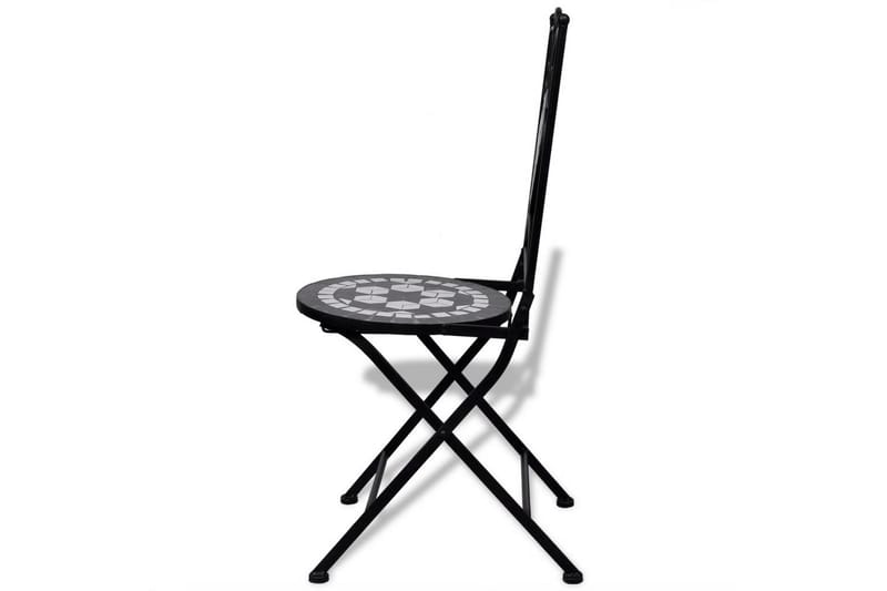 Hopfällbara caféstolar 2 st keramik svart och vit - Flerfärgad - Matstol & karmstol utomhus - Balkongstol