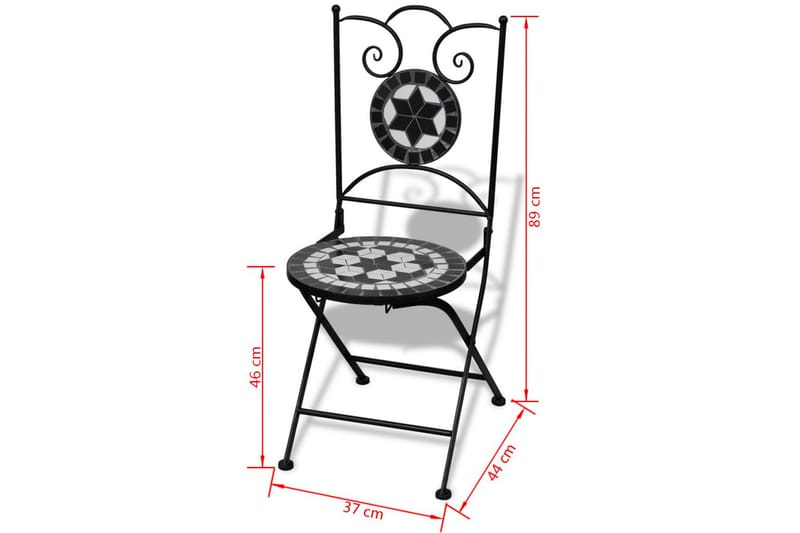 Hopfällbara caféstolar 2 st keramik svart och vit - Flerfärgad - Matstol & karmstol utomhus - Balkongstol