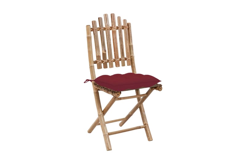 Hopfällbara trädgårdsstolar med dynor 2 st bambu - Röd - Matstol & karmstol utomhus - Balkongstol