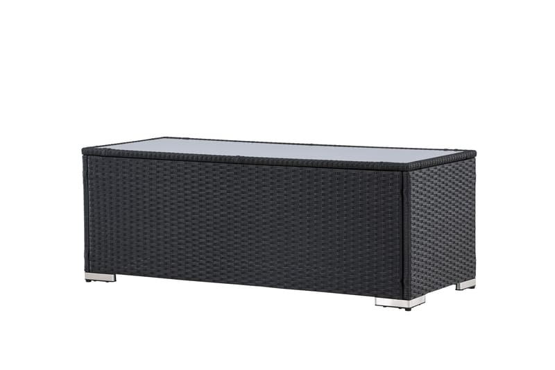 London Soffbord och Loungebord Utomhus 120 cm Konstrotting Glas - Svart - Utemöbler - Balkong - Balkongmöbler - Balkongbord
