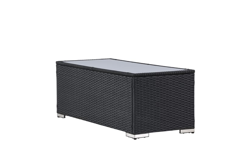 London Soffbord och Loungebord Utomhus 120 cm Konstrotting Glas - Svart - Utemöbler - Balkong - Balkongmöbler - Balkongbord