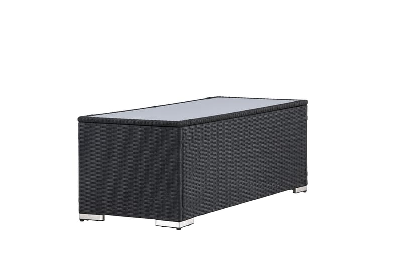 London Soffbord och Loungebord Utomhus 120 cm Konstrotting Glas - Svart - Utemöbler - Balkong - Balkongmöbler - Balkongbord