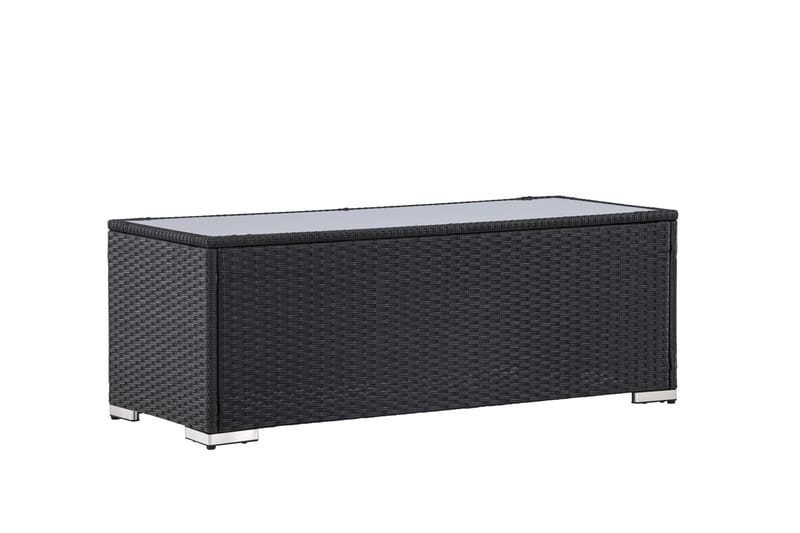 London Soffbord och Loungebord Utomhus 120 cm Konstrotting Glas - Svart - Utemöbler - Balkong - Balkongmöbler - Balkongbord