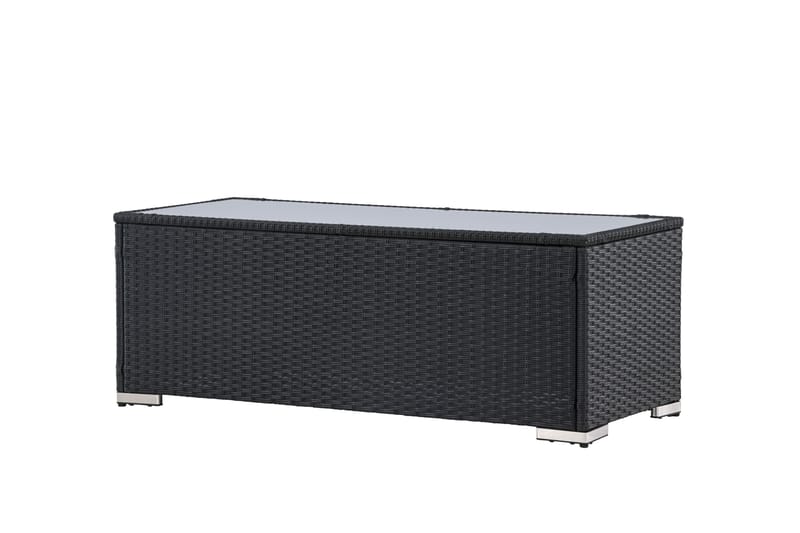 London Soffbord och Loungebord Utomhus 120 cm Konstrotting Glas - Svart - Utemöbler - Balkong - Balkongmöbler - Balkongbord