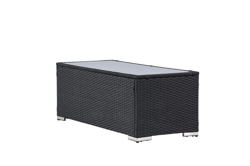 London Soffbord och Loungebord Utomhus 120 cm Konstrotting Glas - Svart - Utemöbler - Balkong - Balkongmöbler - Balkongbord