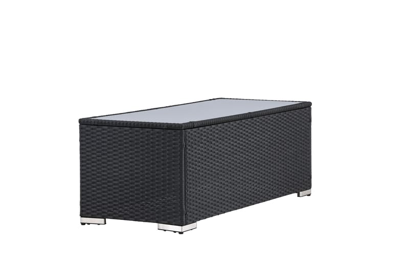 London Soffbord och Loungebord Utomhus 120 cm Konstrotting Glas - Svart - Utemöbler - Balkong - Balkongmöbler - Balkongbord