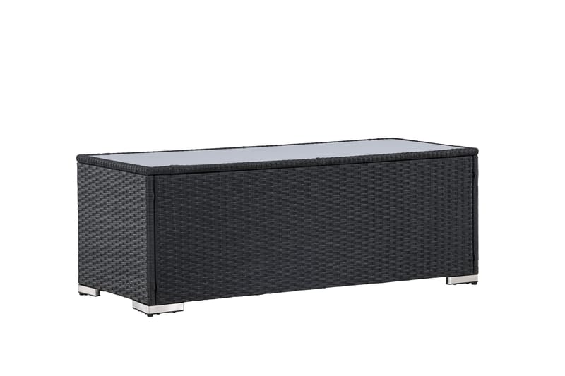 London Soffbord och Loungebord Utomhus 120 cm Konstrotting Glas - Svart - Utemöbler - Balkong - Balkongmöbler - Balkongbord