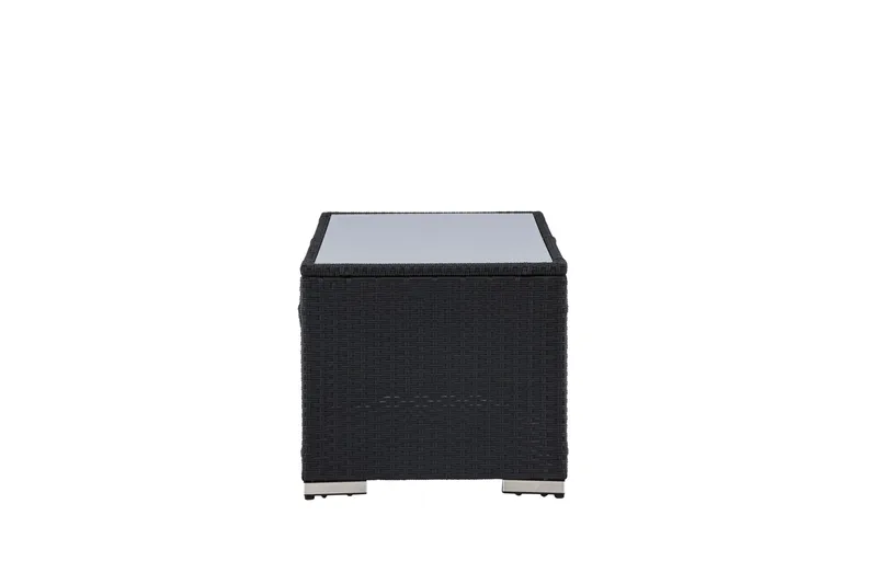 London Soffbord och Loungebord Utomhus 120 cm Konstrotting Glas - Svart - Utemöbler - Balkong - Balkongmöbler - Balkongbord