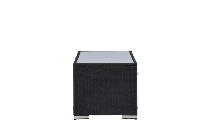London Soffbord och Loungebord Utomhus 120 cm Konstrotting Glas - Svart - Utemöbler - Balkong - Balkongmöbler - Balkongbord