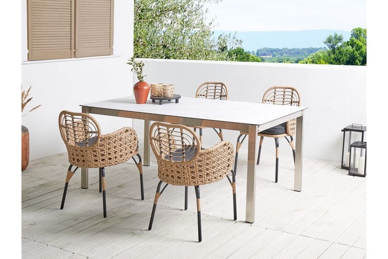 Leamington Karmstol Utomhus 4 st - Natural/Beige/Grå/Svart - Utemöbler - Balkong - Balkongmöbler - Balkongstol