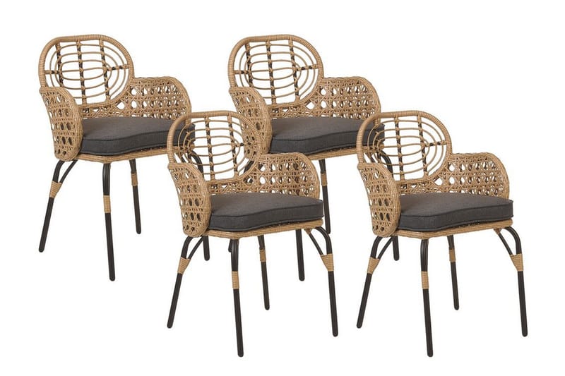 Leamington Karmstol Utomhus 4 st - Natural/Beige/Grå/Svart - Utemöbler - Balkong - Balkongmöbler - Balkongstol