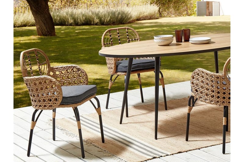 Leamington Karmstol Utomhus - Natural/Beige/Grå/Svart - Utemöbler - Balkong - Balkongmöbler - Balkongstol