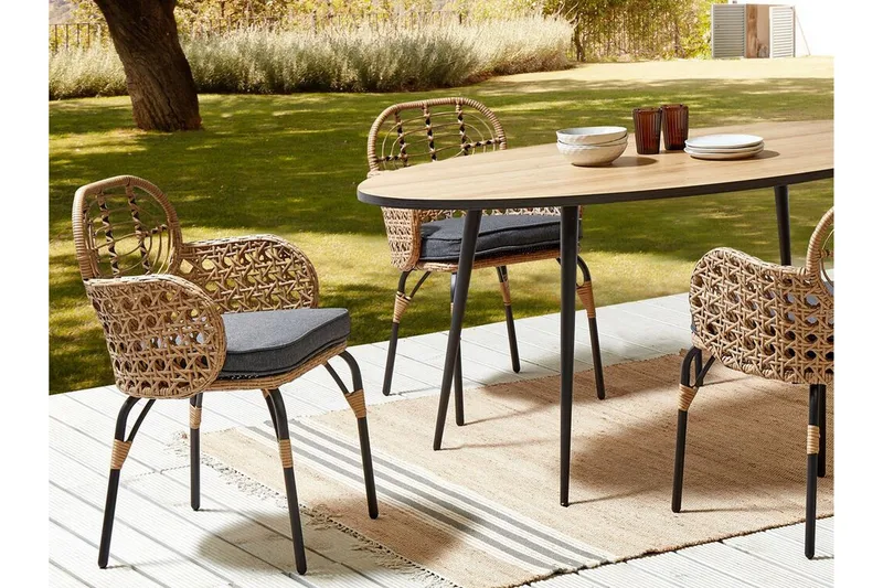 Leamington Karmstol Utomhus - Natural/Beige/Grå/Svart - Utemöbler - Balkong - Balkongmöbler - Balkongstol