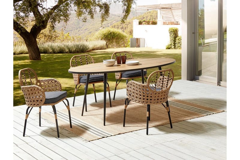 Leamington Karmstol Utomhus - Natural/Beige/Grå/Svart - Utemöbler - Balkong - Balkongmöbler - Balkongstol