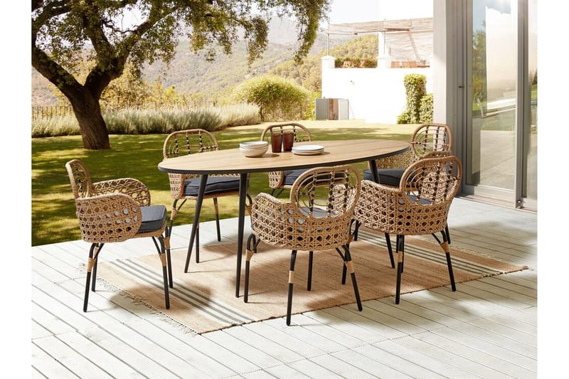 Leamington Karmstol Utomhus - Natural/Beige/Grå/Svart - Utemöbler - Balkong - Balkongmöbler - Balkongstol