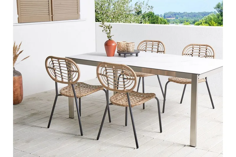 Leamington Matstol Utomhus - Natural/Beige/Svart - Utemöbler - Balkong - Balkongmöbler - Balkongstol