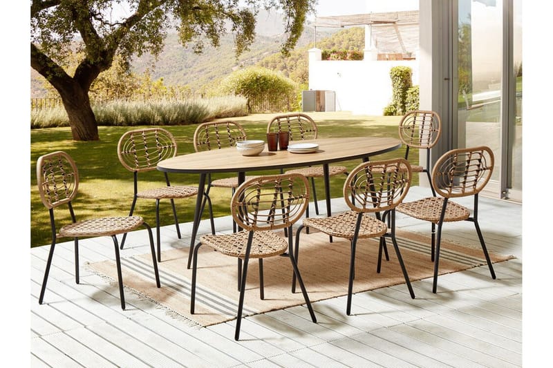 Leamington Matstol Utomhus - Natural/Beige/Svart - Utemöbler - Balkong - Balkongmöbler - Balkongstol