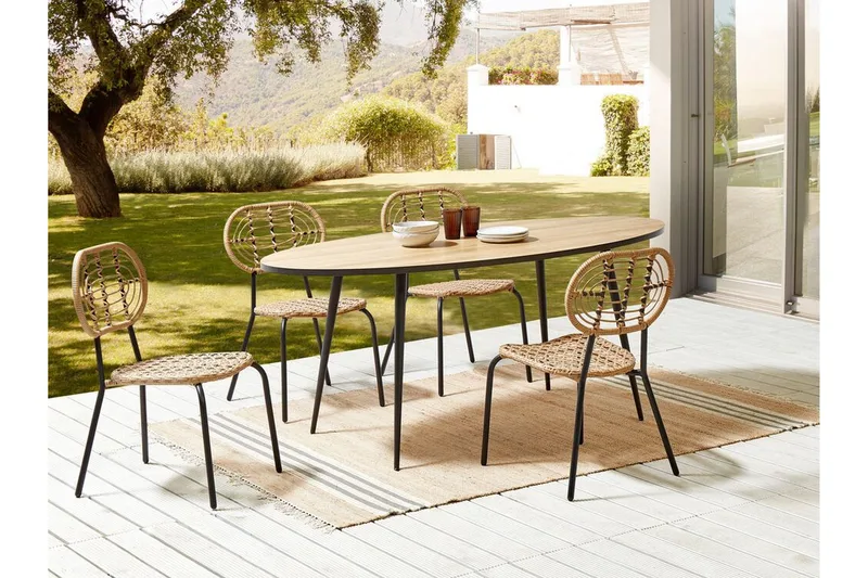 Leamington Matstol Utomhus - Natural/Beige/Svart - Utemöbler - Balkong - Balkongmöbler - Balkongstol