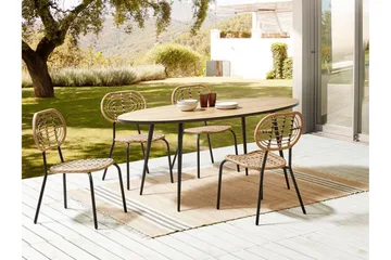 Leamington Matstol Utomhus - Natural/Beige/Svart - Utemöbler - Balkong - Balkongmöbler - Balkongstol
