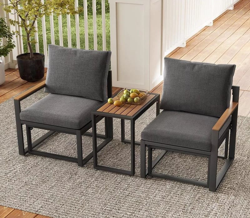 Linto Trädgårdsloungeset 64x68x64 cm - Grå - Utemöbler - Balkong - Balkongmöbler - Balkonggrupp & balkongset