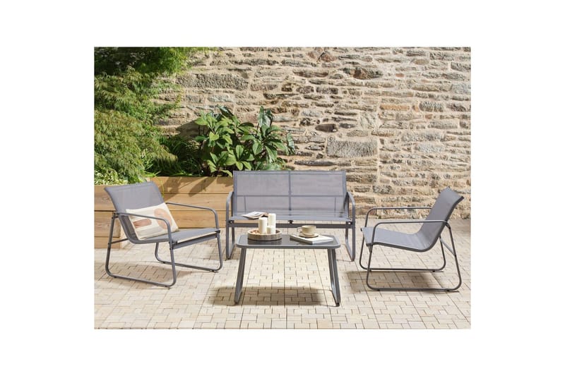 Loungegrupp Barrea Grå - Grå - Trädgård & spabad - Utemiljö - Altan & terrass - Altanmöbler
