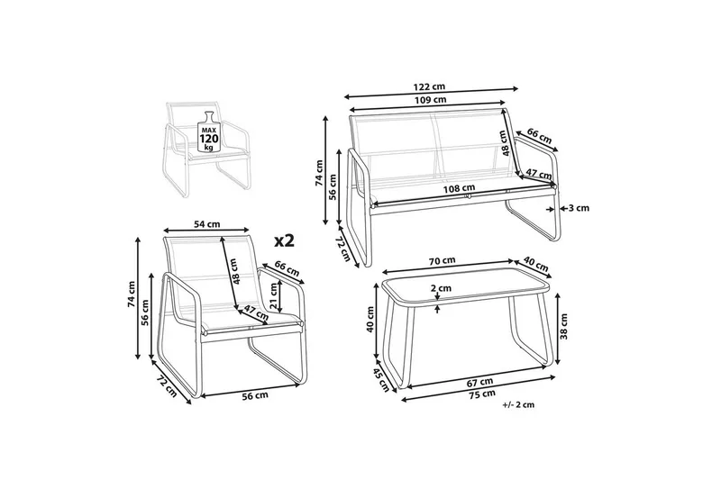Loungegrupp Barrea Svart - Svart - Trädgård & spabad - Utemiljö - Altan & terrass - Altanmöbler