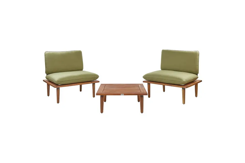 Loungegrupp med bord Frascati Grönt/ljust trä, 2-Sits - Grönt/ljust trä, 2-Sits - Utemöbler - Balkong - Balkongmöbler - Balkonggrupp & balkongset