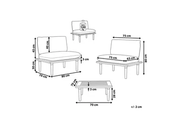 Loungegrupp med bord Frascati Grönt/ljust trä, 2-Sits - Grönt/ljust trä, 2-Sits - Utemöbler - Balkong - Balkongmöbler - Balkonggrupp & balkongset